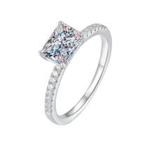 Bague Ringen tikras sterlingas sidabras 925 1CT smaragdo kirpimo moissanito žiedas D spalvos VVS akmens sukurti deimantiniai vestuviniai žiedai moterims Dailūs papuošalai 1ct No.5 balta