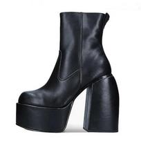 Platform Heel Women's Pumps Stretch Ankle Designer Knee-high Women Trend Thigh High Black Gothic Shoes88 Cowboy Boots Zapatos 35 juoda