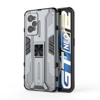 Dėklas Realme GT Neo 2, Magnetinis automobilinis stovas, Telefono dėklas OPPO Realme GT C20 V13, Buferis, Smūgiams atspari šarvuota apsauga, Galinis dangtelis For Realme GT pilka spalva