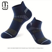 5/6 Pairs Men's Socks Athletic Cushioned Support Ankle Socks Cotton Blend Breathable Comfortable Low Waist Crew Socks For Sports EU39-45 (US 6-12)