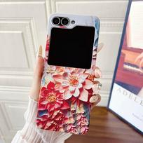 Anti fall Suitable for Samsung Z Flip6 Mobile Phone Case Flip5 Embossed Watercolor Flower Flip4 Folding Screen Protection Case Z Flip6