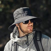 Vyriška pavasario/vasaros žvejo kepurė - Universali, platus kraštelis, Apsauga nuo saulės, Reguliuojama, Kvėpuojanti, Puikiai tinka alpinizmui ir žvejybai. pilka spalva