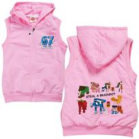 9191 Kids Boys Girls Steal a Brainrot 67 Six Seven Print Casual Hooded Sleeveless Zipper Vest 100cm rožinė