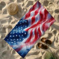 Amerikos JAV vėliavos rankšluostis Minkštas lengvas smėlio atstumiantis didelis paplūdimio rankšluostis Greitai džiūstantis vonios sporto šeimos W40*H60(CM) blue