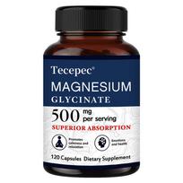 Magnesium Glycinate Dietary Supplement, 500 Mg Per Serving, 120 Capsules Per Bottle 120 Capsules