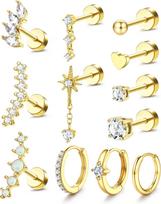 Bobisty Helix Piercing Jewelry Flat back Cartilage Earrings for Women Hypoallergenic Surgical Steel Cartilage Hoop Earring Set 20G(0.8MM)&Earrings&Ears