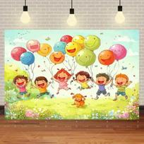 Animacinis laimingos vaikų dienos temos fonas Feliz Día del Niño Vaikų vakarėlio dekoravimo fonas Kūdikio krikšto šventės banerio reikmenys 120X90CM