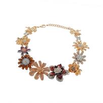 Vintage Statement Colorful Rhinestone Flower Choker Necklace for Women Holiday Party Jewelry Neck Accessories