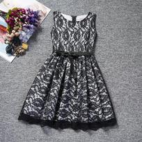 YUBAOBEI White Girl Sleeveless Lace Dress Summer Tutu Skirt Hollow Out Casual Party Gowns Waistband Mini Dresses 80 juoda