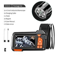 Nauja 5,5 mm kanalizacijos tikrinimo kamera 4,3 colio pramoninė boreskopinė kamera IPS LCD 1080P HD ekrano boreskopinis automobilio apžiūros veidrodis su 8 LED lemputėmis 2M  5.5mm 4.3 inch