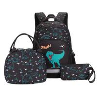 3Pcs Children Backpack Set Kids School Bag Lunch Bag Pencil Cases Cute Cartoon Child Primary Backpacks Girls Boys Travel Bag Dinosaur