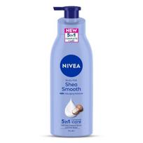 NIVEA Shea Smooth 400ml kūno losjonas | 48 val. drėkinimas | Su Deep Moisture Serum ir taukmedžio sviestu | Neriebi ir sveikai atrodanti oda