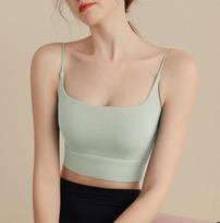 Spring/Summer Shockproof Slim Strap Sports Bra with Chest Pads - Women's Sexy Yoga Fitness Camisole M šviesiai pilka spalva