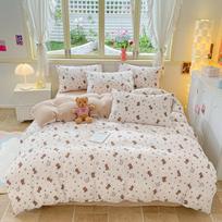 Girl Heart Fresh Maža gėlių patalynė keturių dalių skalbtos medvilnės bendrabučio lova Vienvietis trijų dalių komplektas 1.2m bed