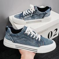 Fashion Blue Cowboy Men Shoes Fashion Comfortable Canvas Shoes Men Skateboard Shoe Breathable Lace-Up Walking Shoes Male Sneakers 39-48 39 mėlyna
