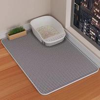 Double Layer Leak-Proof Cat Litter Mat - Splash & Carry-Out Prevention with Hollowed Filter Design 25x28cm/Small Sand Control rūšies pilka spalva
