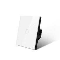 Touch Switch EU Standard White/Black Crystal Glass Panel Touch Switch, AC220V,1 2 3 Gang 1 Way, EU Light Wall Touch Screen Switch 1 Gang
