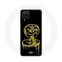Coque pour Samsung Galaxy A12 Cobra Kai Logo Jaune Fond Noir Affiche Série