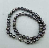 17  7~8mm Gray black Freshwater Pearl Necklace