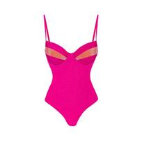 New Sexy Slim One-piece Swimsuit Women's Suspender Mesh Skirt Swimsuit Set S pink