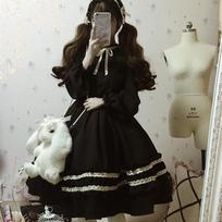 Miela Kawaii Suknelė Moteriška Lolitos Princesės Suknelė Vakarėliui Suknelė su raukta apykakle Gotikinė Cosplay Suknelė One Size juoda