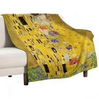 The Kiss (High Resolution), Gustav Klimt Throw Blanket Sofas Luxury Brand Designers Flannel Fabric Blankets 30x40in