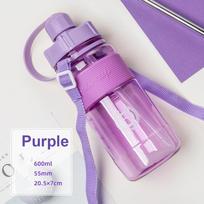 600/1000/1500ml/2000 didelės talpos lauko erdvės puodelis su šiaudiniu studento plastikiniu vandens puodeliu Nešiojamas lauko sporto puodelio lašinamas vandens butelis 600ml violetinė