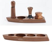 Tamper Holder Countertop Espresso Station Stand Boat Shape for Walnut 58mm
