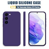 For Samsung Galaxy S25 Edge S23 S24 Ultra S25 FE A17 A56 A55 A36 A16 5G Liquid Silicone Soft Case For Samsung S24 FE Phone Cover For Samsung S23 Plus tamsiai violetine spalva