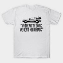 Men Black Print T-shirt Back To The Future No-Cut Transfer Paper Print Cotton Tshirt 2XL balta