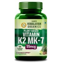 Vlado's Himalayan Organics Vitamin K2 MK-7 55Mcg Plant-Based Supplement for Strong Bones & Heart, 120 Veg Capsules