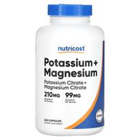 Nutricost, kalis + magnis, 240 kapsulių