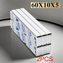 60x10x5mm Super galingas blokinis neodimio magnetas Su dvipuse lipnia juosta Magnetas N35 Stiprus nuolatinis magnetas imanes