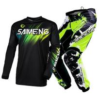 Vaikiški motokroso marškinėliai, kelnės, žali, juodi, 3, 4, 5, 6, 7, 8, 9, 10 metų, visureigių kostiumas, mėlynas, oranžinis, enduro, krosas, berniukas ir mergaitė. M-22