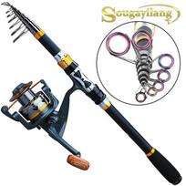 Meškerės ir ritės kombinacijos Anglies pluošto 1,8–3,3 M teleskopinė meškerė 11BB spiningo meškerės ritė 1.8M Rod&Reel 1000