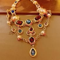 GemChic Women's Retro Pearl Drop Crystal Collarbone Necklace Earrings Two Piece Set Exquisite Jewelry Birthday Christmas Jewelry Gift brown