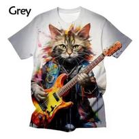 Cat Playing Guitar 3d Printed T-shirts Street Hip-hop Tshirt Casual Cool T-shirt Cosplay Men's Clothing T-shirt for Men S