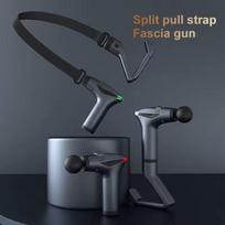 Hot Selling Multifunctional Muscle Relaxation Long-handle Massage Gun Remission Deep Tissue Percussion Body Electric Massage Gun tamsiai pilka spalva