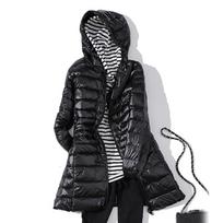 Women's Ultra Light White Duck Down Jacket Women Autumn Winter Warm Coat Casual Slim Long Hooded Duck Down Coat Women Outerwear S