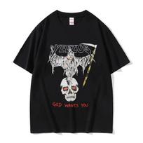 Kanye West Yeezus Dievas Nori Tavęs Didelio Dydžio Marškinėliai Vyriški Harajuku Hip Hop Drabužiai Marškinėliai Unisex Laisvalaikio Medvilniniai Trumpomis Rankovėmis S juoda