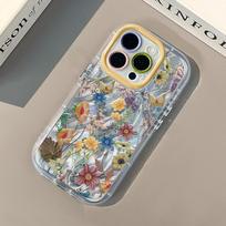 Full Screen Retro Bouquet for IPhone16pro Mobile Phone Case for Apple 15pro Cream Feather Yarn 15 Ultra-thin For  iPhone 16 Pro Max