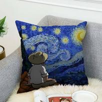 Van Gogh Illustration Pillow Case Double-Sided Printing Cushion Cover 45x45 Decorative Cushions Sofa Home Decor Soft Pillowcase 12x12Inch