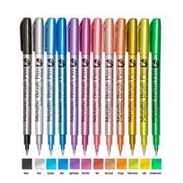12 Colors Metallic Markers Pens Colors Paint Pens for Black Paper Glass Rock Painting DIY Scrapbook Album Student Stationery