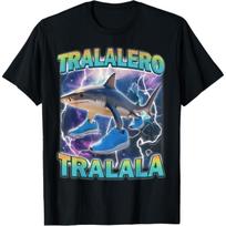 Tralalero Tralala Funny Shark With Shoes Meme T-Shirt S juoda