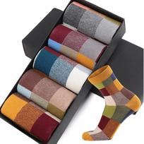 5 poros vyriškos kojinės, medvilninės laisvalaikio spalvingos kvadratinės Happy Socks verslo suknelės kojinės vyrams, 38–45 dydis 5 Pairs