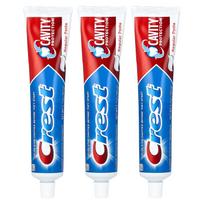 Crest, ertmių apsauga, fluoro dantų pasta nuo ertmės, įprastinė dantų pasta, 3 pakuotės, 161 g (5,7 uncijos) kiekviena
