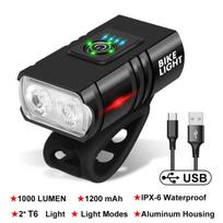 LED Bike Light 1000LM USB Rechargeable Power Display Mountain Road Cycling Front Lamp Flashlight Riding Equipment IPX4 juoda