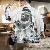 Japoniškas drakonas kimono Tradiciniai japoniški kimono megztiniai kimono vyriški jukata vyriški japoniški vyriški kimono gatvės drabužiai Haori M