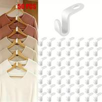 50-Pack Plastic Hanger Connectors, Heavy-Duty Space Saver for Closet & Wardrobe Organization