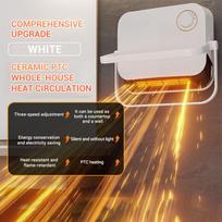 2000W Bathroom PTC Heater Hot Air Fan Double-layer Insulated PTC Heating Towel Hanger Wall Mounted Electric Heater